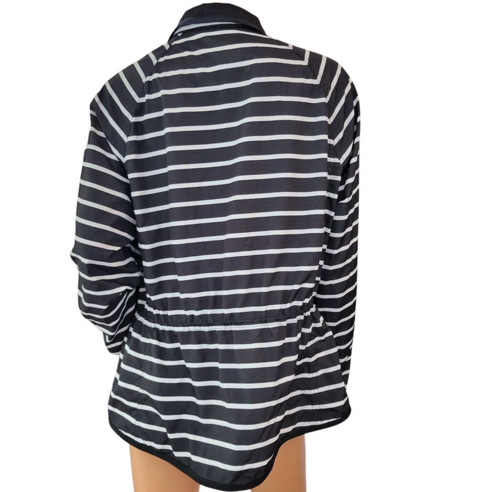 Vintage Lauren Ralph Lauren Active Jacket Womens L Black White Stripe Nautical - Picture 4 of 16